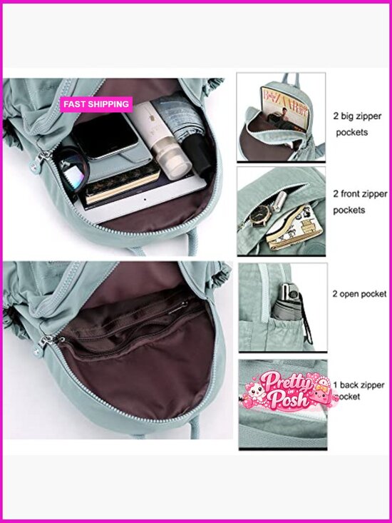 Mini Nylon Backpack Purse Lightweight Daypack with 9 Pockets main image 4